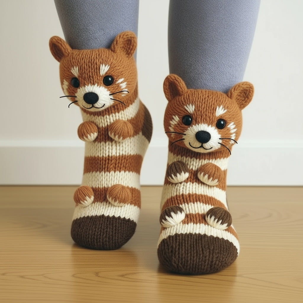 Chaussettes Animaux Tricotées En 3d